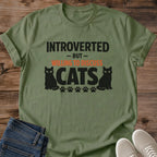 Comfortable Cat Lover Tee Soft Cotton Fabric Funny Quote Shirt Introvert Humor Design Lightweight Casual Fit Crew Neck Sleeve Print Style Perfect Gift Cat Person Daily Wear Lounging Home Outfit Cat Themed Apparel Graphic Design Relaxed