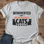 Cat Lover Gift Shirt Funny Quote Design Introvert Humor Tee Soft Comfortable Fabric Lightweight Cotton Casual Fit Crew Neck Style Sleeve Print Detail Perfect Present Cat Person Daily Wear Lounging Home Cozy Outfit Cat Themed Apparel Graphic