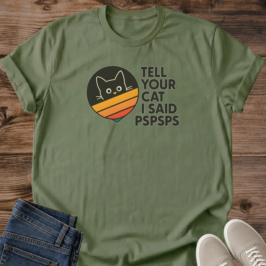 Cat Lover Gift Funny Pspsps Shirt Novelty Humor Tee Retro Graphic Design Lightweight Cotton Fabric Comfortable Casual Wear Pet Owner Apparel Animal Enthusiast Clothing Minimalist Cat Face Pattern Birthday Present Idea Relaxed Fit Tshirt