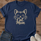 Soft Cotton Tee Lightweight Cat Shirt Comfortable Casual Wear Everyday Style Cat Mom Design Smiling Feline Graphic Simple Print Tee Relaxed Weekend Wear Cozy Home Clothing Perfect Gift For Cat Lover Animal Fan Apparel Pet Parent Present