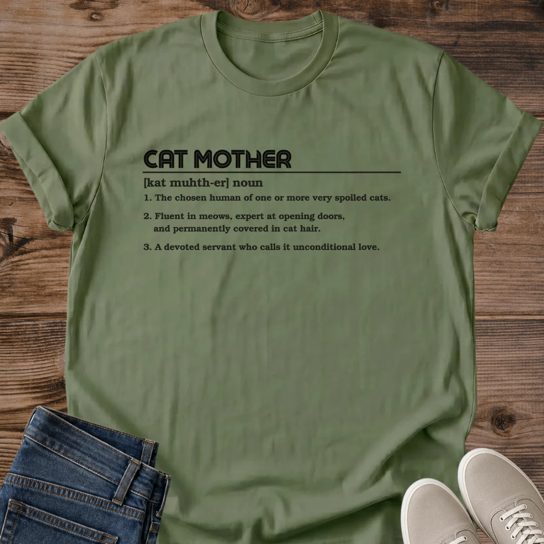 Cat Mother Shirt Cat Mom Definition Tee Funny Cat Mama Gift Minimal Dictionary Design Cat Shirt For Women Mothers Day Cat Gift Holiday Gift For Cat Owner Devoted Cat Servant Tee Chosen Human Soft Cotton Unisex Tee Cat Whisker Co