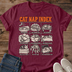 Funny Cat Shirt – Vintage Cat Nap Index Design Soft Crew Tee