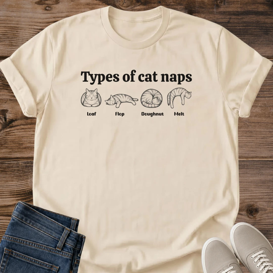 Cat Lover Shirt – Funny Illustrated Cat Nap Positions Design