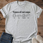 Cat Lover Gift Shirt Funny Cat Nap Design Illustrated Cat Positions Tee Minimalist Black Line Art Soft Comfortable Fabric Perfect Cat Owner Present Cute Cat Graphics Shirt Casual Everyday Wear Loaf Flop Doughnut Melt Positions Design