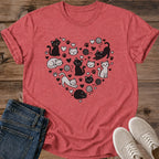 Cat Graphic Tee – Soft Grayscale Kitten & Yarn Print for Everyday Wear