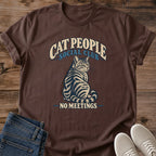 Funny Cat Graphic Tee Cat People Social Club No Meetings Print Vintage Aesthetic Cat Owner Shirt Gift For Cat Lovers Softstyle Cotton Comfortable Relaxed Fit Statement Piece Everyday Casual Wear Apparel Gift Idea For All