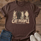 Dark ChocolateCat People Tee Are My Kind Of People Retro Design Funny Cat Lover Gift For Her Softstyle Cotton Comfortable Relaxed Fit Casual Weekend Wear Vintage Print Cat Mom Statement Apparel Everyday Layering Piece For Fun