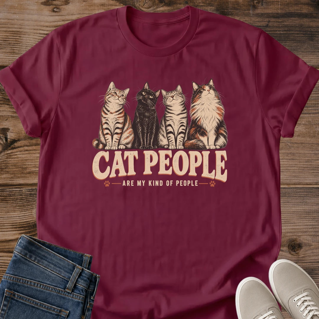 Cat People Are My Kind Of People Shirt Retro Cat Tee Funny Cat Lover Gift Idea Softstyle Ring Spun Cotton Relaxed Fit Everyday Casual Wear Vintage Print Cat Owner Apparel Statement Piece Lightweight Layering