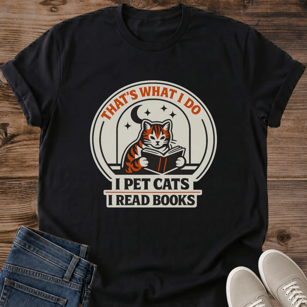 Literary Theme Shirt Cat Reading Graphic Tee Book Lover Gift Soft Cotton Comfortable Wear Reading Nook Design Tabby Cat Illustration Witty Caption Style Breathable Fabric Casual Outfit Perfect Bookish Apparel Cozy Home Wear Lightweight Tee