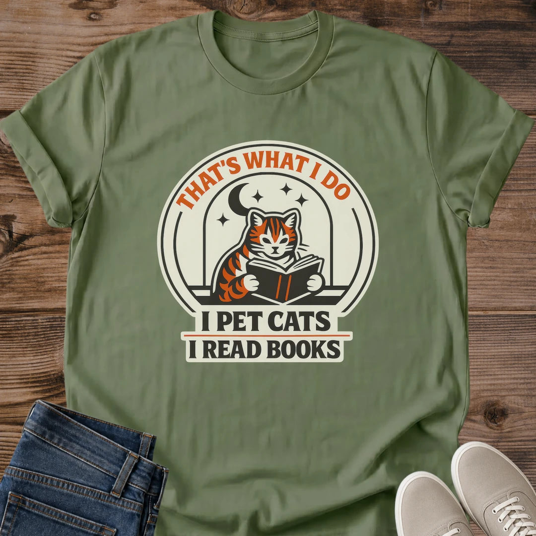 Reading Culture Shirt Cat Lover Tee Bookish Graphic Design Soft Breathable Cotton Comfortable Casual Wear Tabby Cat Reading Scene Literary Gift Idea Cozy Home Outfit Lightweight Fitted Tee Natural Tones Style Perfect Book Club Gift Cat