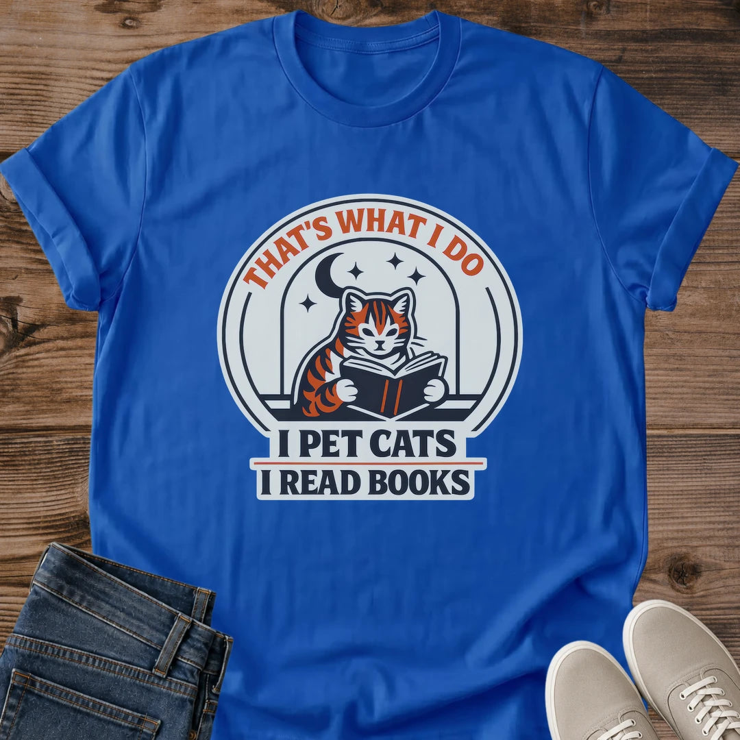 Book Lover Tee Cat Reading Graphic Shirt Soft Cotton Casual Wear Literary Enthusiast Gift Comfortable Breathable Fabric Reading Nook Design Tabby Cat Illustration Witty Caption Theme Perfect Bookish Gift Idea Cozy Home Outfit Lightweight