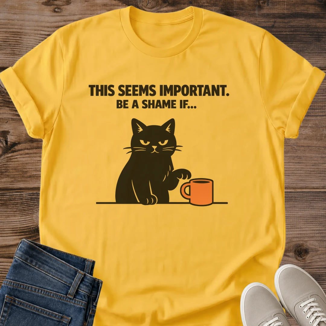 Black Cat Graphic Design Funny Statement Shirt Soft Ring Spun Cotton Tee Novelty Gift Idea Cat Lover Present Comfortable Casual Wear Lightweight Crew Neck Style Perfect Birthday Gift Cat Owner Shirt Everyday Comfort Design Quality Cotton