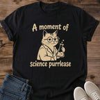Novelty Science Shirt Cat Design Statement Tee Chemistry Theme Apparel Graphic Shirt With Lab Cat Illustration Perfect Gift For Teacher Science Lover Present Casual Wear Option Vintage Print Design Hand Drawn Art Style Back To School Gift
