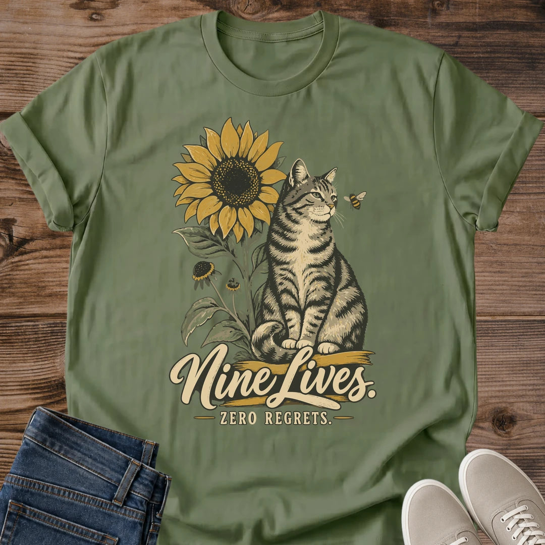 Cat Sunflower Shirt – Vintage Soft Graphic Tee with Cottagecore Design