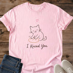 Cat Lover Shirt Perfect Gift For Cat Owner Soft Cotton Graphic Tee Featuring Kneading Cat Line Art Design With Heart Detail Whimsical Illustration Comfortable Crew Neck Style Lightweight Ring Spun Cotton Fabric Casual Everyday Wear Cozy