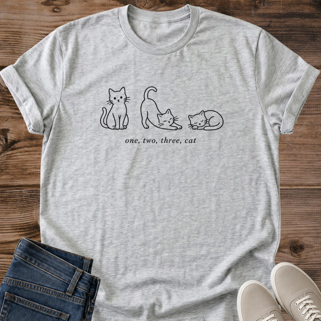 Aesthetic Cat T Shirt Minimalist Fashion Design Simple Line Art Illustration Three Cat Style Soft Lightweight Fabric Comfortable Casual Wear Perfect Cat Lover Gift Everyday Tee Cozy Lounging Outfit Neutral Design Style Whimsical Cat Apparel