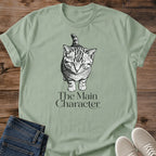 Cat Graphic Tee Shirt Soft Cotton Fabric Handdrawn Tabby Illustration Artistic Design Perfect Gift For Cat Owner Birthday Present Casual Everyday Wear Comfortable Fit Lightweight Material Detailed Line Art Sketch Style Feline Fashion