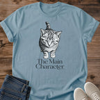 Soft Cotton Shirt With Cat Illustration Handdrawn Tabby Design Comfortable Casual Tee Perfect For Cat Owner Daily Wear Lightweight Fabric Artistic Sketch Style Detailed Line Art Gift Idea Birthday Present Feline Themed Fashion Wardrobe