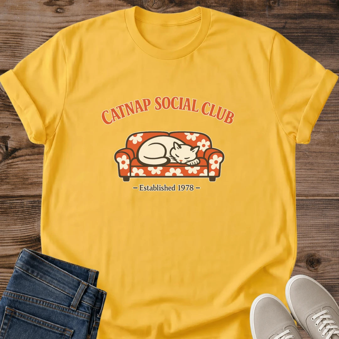 Vintage Cat Lover Shirt Retro Sleeping Cat Design Soft Cotton Tee Comfortable Casual Wear Lightweight Breathable Fabric Established 1978 Graphic Print Funny Cat Mom Apparel Perfect Gift For Cat Owner Cozy Loungewear Essential Ribbed Crew