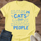 Cats Over People Shirt Light Blue Cute Cat Doodle Tee Hand Drawn Cat Faces Graphic Introvert Cat Shirt Multi Cat Lover Gift Cat Mom Tee Playful Cat Pattern Shirt Prefer Cats Tee Cat Dad Gift Gildan 64000 Softstyle Unisex Cat Whisker Co