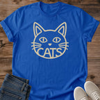 Vintage Cat Shirt Retro Line Art Design Black Graphic Tee Cat Lover Gift Perfect Pet Owner Present Soft Lightweight Fabric Comfortable Casual Wear Crew Neck Style Relaxed Fit Feline Face Print Bold Lettering Everyday Fashion Essential Cozy