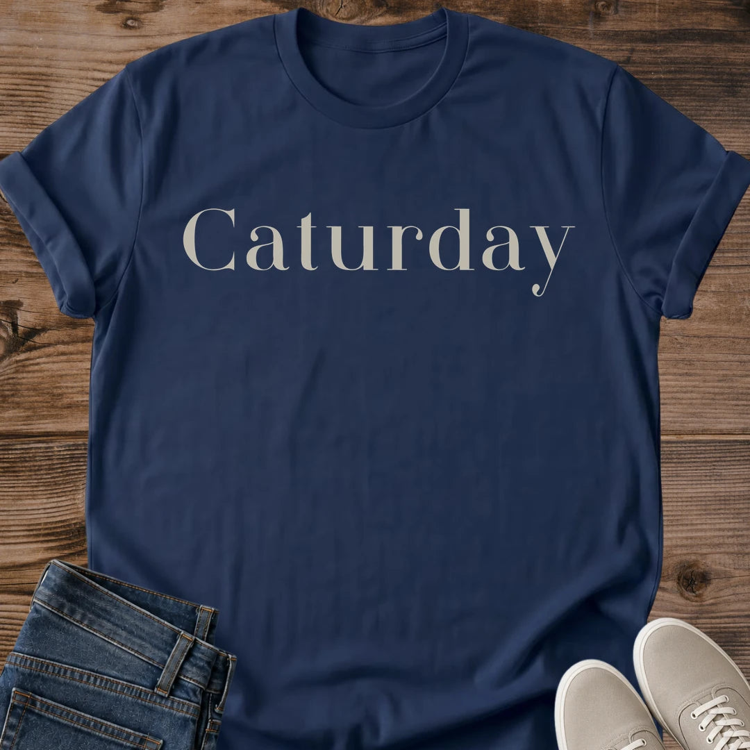 Cat Lover Shirt Gift Perfect Weekend Casual Tee Caturday Design Elegant Serif Typography Lightweight Comfortable Fabric Cozy Style Statement Feline Fashion Apparel Animal Enthusiast Present Birthday Gift Cat Mom Shirt Lounging Outfit Coffee