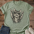 Punk Cat Shirt Cool Cat Vibes Rock And Roll Graphic Tee Edgy Gift Idea Ring Spun Cotton Soft Breathable Fabric Relaxed Unisex Fit Grunge Print Design Cat Person Apparel Casual Everyday Wear Statement Piece Great Gift