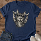Rock Cat Tee Cool Cat Vibes Sunglasses Rock On Design Punk Cat Lover Gift For Her Softstyle Cotton Comfortable Relaxed Fit Casual Weekend Wear Grunge Print Cat Mom Statement Apparel Everyday Layering Piece For Fun