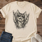 Vintage Cat Lover Tee Cool Cat Vibes Rock On Sunglasses Design Cotton Cat Dad Gift Shirt Punk Aesthetic Softstyle Ring Spun Fabric Relaxed Retail Fit Casual Weekend Layering Statement Piece Everyday Wear For Home