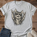 Punk Cat Shirt Cool Cat Vibes Rock And Roll Graphic Tee Edgy Gift Idea Ring Spun Cotton Soft Breathable Fabric Relaxed Unisex Fit Grunge Print Design Cat Person Apparel Casual Everyday Wear Statement Piece Great Gift