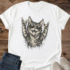 Vintage Cat Lover Tee Cool Cat Vibes Rock On Sunglasses Design Cotton Cat Dad Gift Shirt Punk Aesthetic Softstyle Ring Spun Fabric Relaxed Retail Fit Casual Weekend Layering Statement Piece Everyday Wear For Home