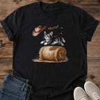Cat Lover Gift Shirt Funny Kitten Cowboy Design Western Ranch Theme Cotton Tee Comfortable Casual Wear Lightweight Breathable Fabric Perfect Animal Enthusiast Present Country Style Apparel Everyday Wear Essential Outdoor Activity Shirt