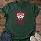 Western Cowboy Cat Shirt Graphic Tee Design Funny Animal Lover Gift Cotton Crew Neck Comfortable Fabric Sarcastic Humor Statement Bandana Accessory Detail Judging Cat Expression Ranch Style Casual Wear Perfect Novelty Present Cat Owner Gift