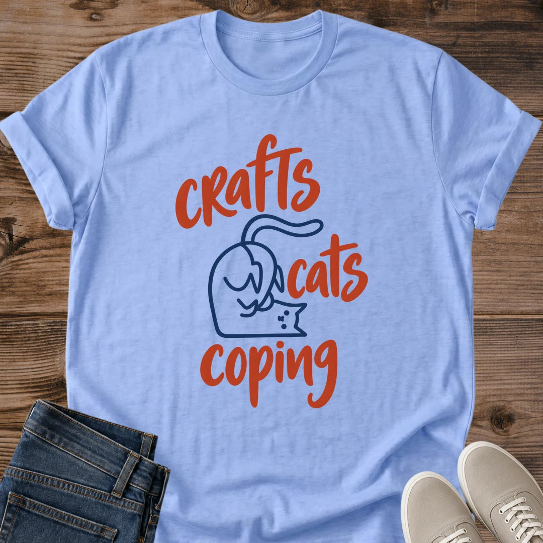 Crafting Gift Crafts Cats Coping Shirt Funny Craft Lover Tee Cute Cat Script Graphic Birthday Gift For Crafter Christmas Gift For Cat Mom Scrapbooker Gift Cat Person Tee DIY Lover Shirt Gildan Softstyle Cotton Tee Cat Whisker Co
