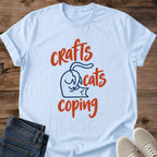Crafty Cat Mom Shirt Crafts Cats Coping Tee Funny Crafting Cat Gift Minimal Cat Script Design Crafter Shirt For Women And Men Cat Dad Gift Holiday Gift For Crafter Craft Night Tee Maker Gift Soft Cotton Unisex Tee Cat Whisker Co