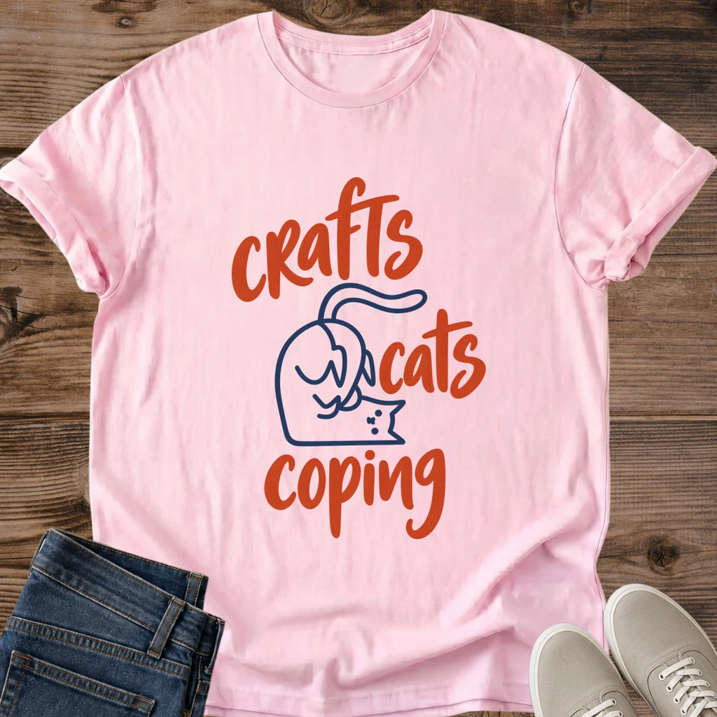 Crafter Cat Shirt Crafts Cats Coping Tee Simple Cat Outline Curled In Bold Brush Lettering Typography Design Crafting Mom Shirt Cat Owner Gift For Her Hobby Lover Tee Scrapbooking Gift Craft Room Soft Cotton Unisex Shirt Cat Whisker Co