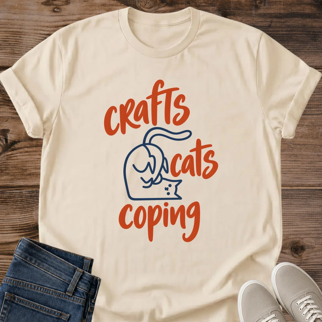 Crafting Gift Crafts Cats Coping Shirt Funny Craft Lover Tee Cute Cat Script Graphic Birthday Gift For Crafter Christmas Gift For Cat Mom Scrapbooker Gift Cat Person Tee DIY Lover Shirt Gildan Softstyle Cotton Tee Cat Whisker Co