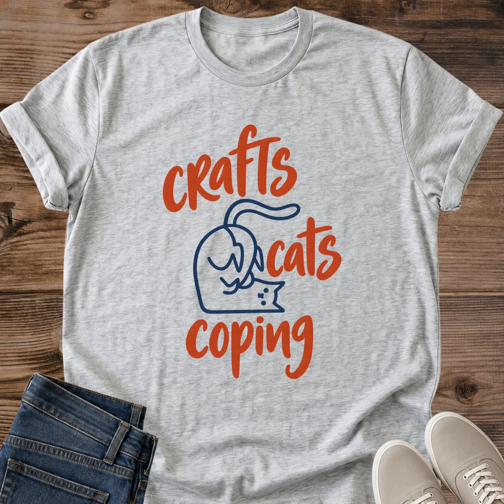 Crafter Cat Shirt Crafts Cats Coping Tee Simple Cat Outline Curled In Bold Brush Lettering Typography Design Crafting Mom Shirt Cat Owner Gift For Her Hobby Lover Tee Scrapbooking Gift Craft Room Soft Cotton Unisex Shirt Cat Whisker Co