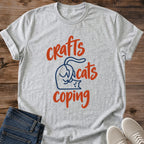 Crafter Cat Shirt Crafts Cats Coping Tee Simple Cat Outline Curled In Bold Brush Lettering Typography Design Crafting Mom Shirt Cat Owner Gift For Her Hobby Lover Tee Scrapbooking Gift Craft Room Soft Cotton Unisex Shirt Cat Whisker Co