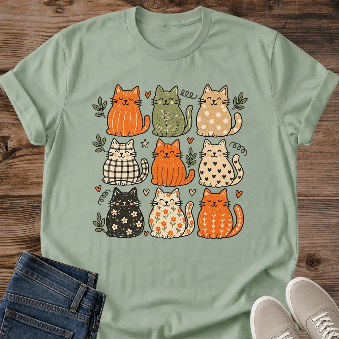 Cat Graphic Tee – Soft Cotton Autumn Design for Everyday Comfort