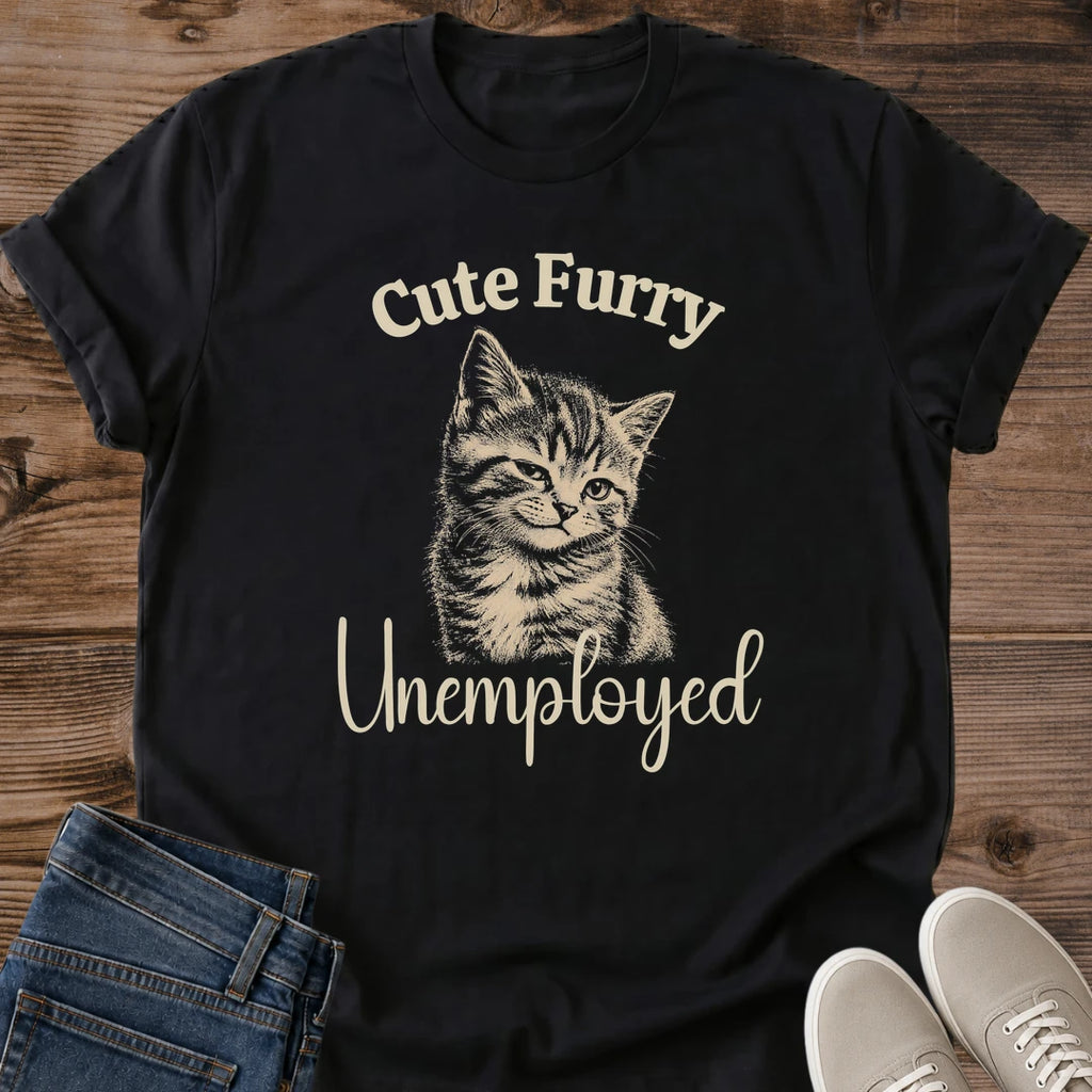 Soft Cotton Tee Funny Cat Design Vintage Kitten Graphic Print Comfortable Crewneck Shirt Relaxed Fit Casual Wear Cat Lover Gift Idea Cozy Loungewear Essential Retro Style Apparel Lightweight Fabric Breathable Material Everyday Outfit