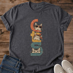 Cats Peeking Letters Shirt Retro Typography Cat Tee Cute Cat Lover Gift Idea Softstyle Ring Spun Cotton Relaxed Fit Everyday Casual Wear Vintage Print Cat Owner Apparel Statement Piece Lightweight Layering For Home