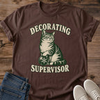 Funny Christmas Cat Shirt Decorating Supervisor Cat Mom Tee Tabby Cat Christmas Tree Helper Graphic Holiday Cat Humor Shirt For Women And Men Cat Dad Christmas Gift White Elephant Gift For Cat Owner Soft Cotton Unisex Tee Cat Whisker Co