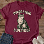 Christmas Tree Cat Shirt Decorating Supervisor Tee Smug Tabby Cat Holding Snowflake Ornament Retro Christmas Cat Illustration Funny Holiday Cat Dad Shirt Cat Owner Gift For Her Xmas Cat Tee Soft Cotton Unisex Shirt Cat Whisker Co