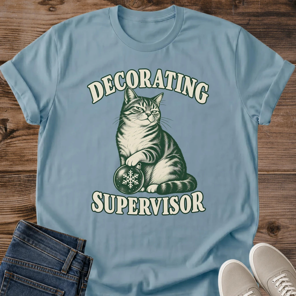 Cat Lover Christmas Gift Decorating Supervisor Shirt Funny Christmas Cat Tee Cat Ornament Graphic Secret Santa Gift For Cat Lover Stocking Stuffer For Cat Mom Holiday Cat Person Tee Tree Trimming Shirt Gildan Softstyle Cotton Tee Cat Whisker Co