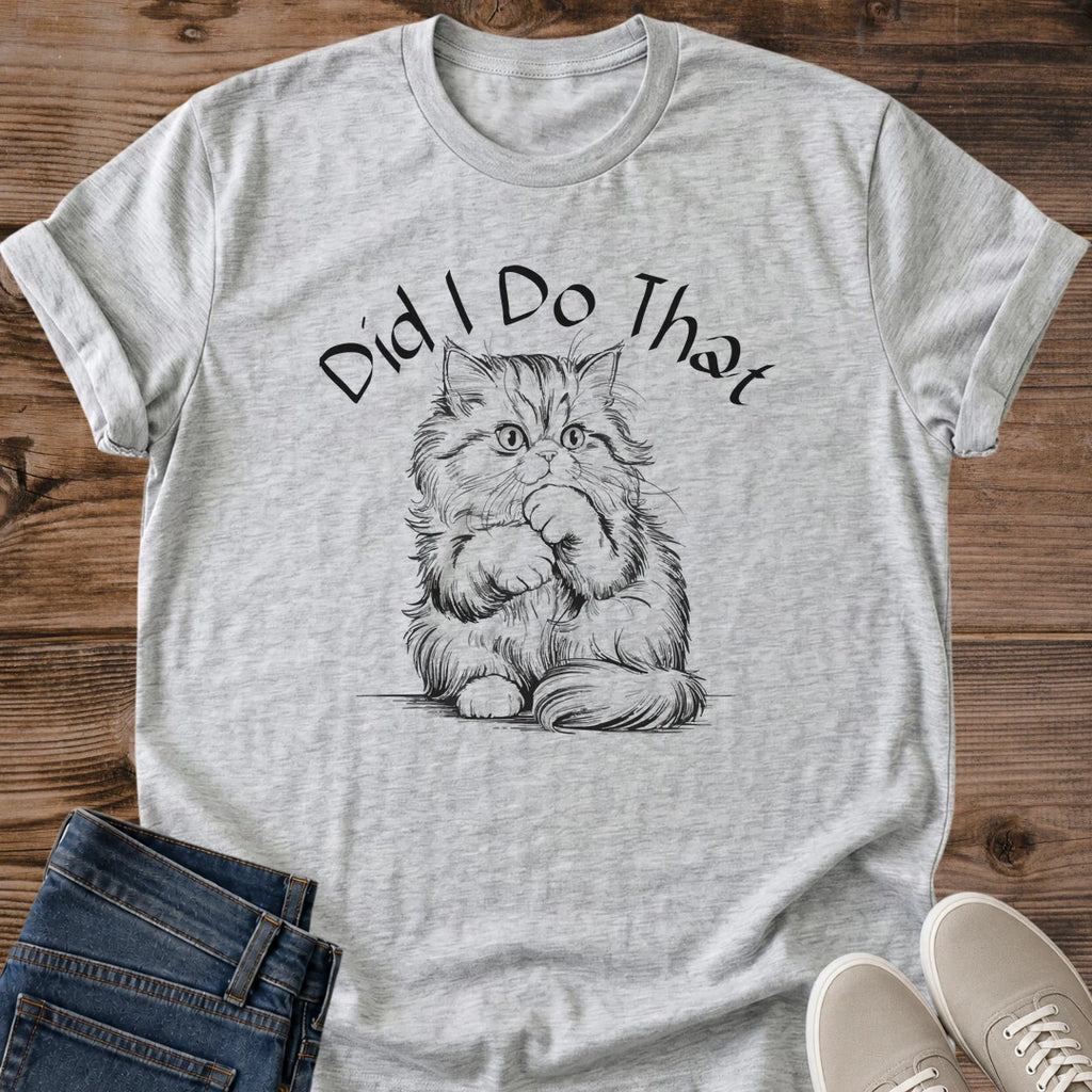 Did I Do That Cat Shirt Guilty Sketch Cat Tee Funny Cat Lover Gift Idea Softstyle Ring Spun Cotton Relaxed Fit Everyday Casual Wear Fine Line Print Cat Owner Apparel Statement Piece Lightweight Layering For Home