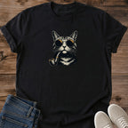 Gentleman Cat Shirt Vintage Hand Drawn Design Funny Tabby Cat Illustration Retro Feline Graphic Tee Cat Wearing Pipe Sunglasses Classic Pet Art Sophisticated Cat Lover Gift Unique Animal Tshirt Quirky Fashion Statement Cat Owner Present