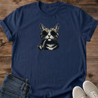 Vintage Cat Tshirt Gentleman Tabby Design Funny Cat Lover Gift Hand Drawn Illustration Retro Pet Graphic Tee Classic Cat Wearing Glasses Pipe Smoking Feline Art Sophisticated Animal Shirt Unique Cat Owner Present Quirky Fashion Statement