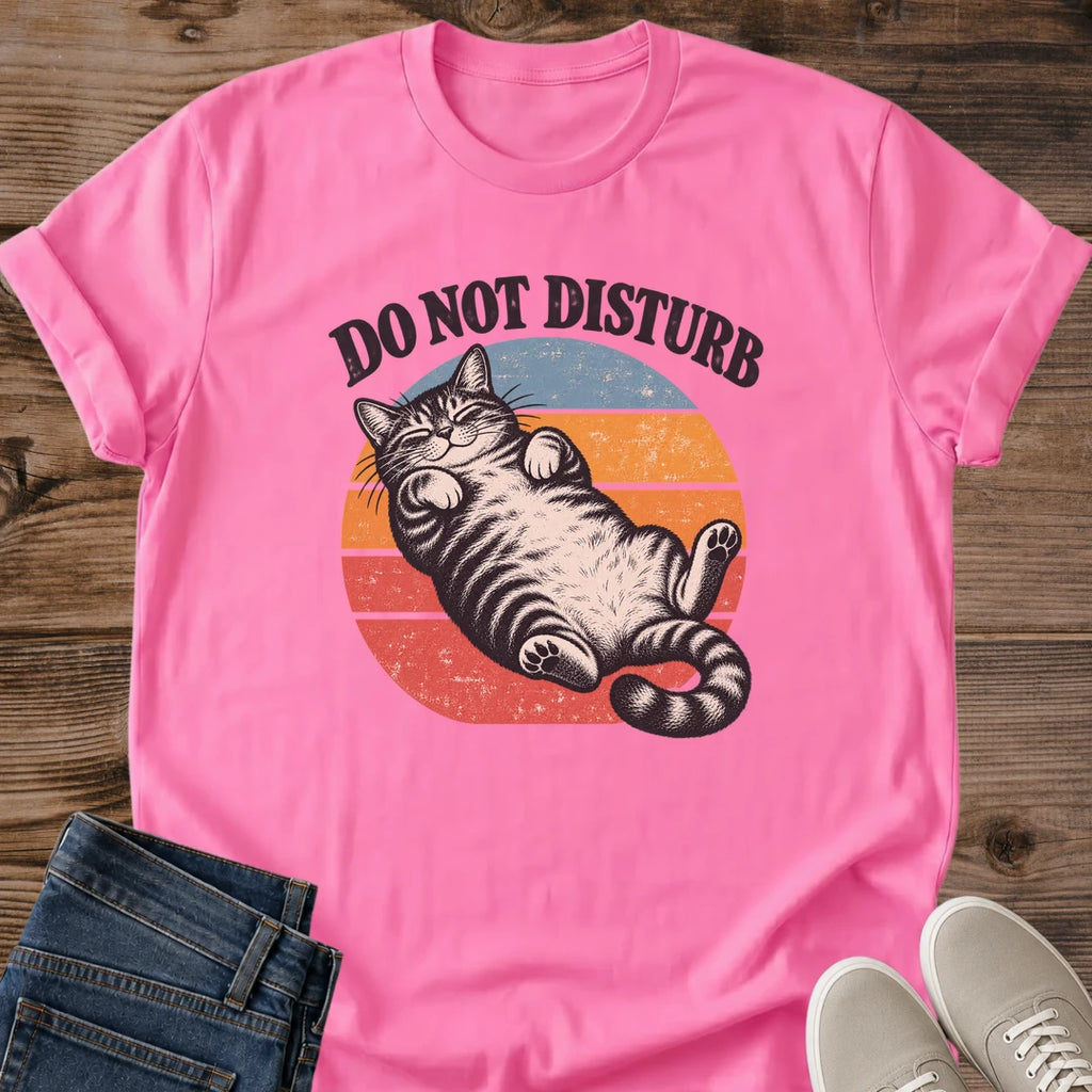 Belly Up Cat Shirt Do Not Disturb Tee Blissful Tabby Napping On Its Back Illustration Faded 70s Sunset Design Lazy Day Shirt Cat Owner Gift For Her Cat Dad Tee Introvert Recharge Tee Soft Cotton Unisex Shirt Cat Whisker Co
