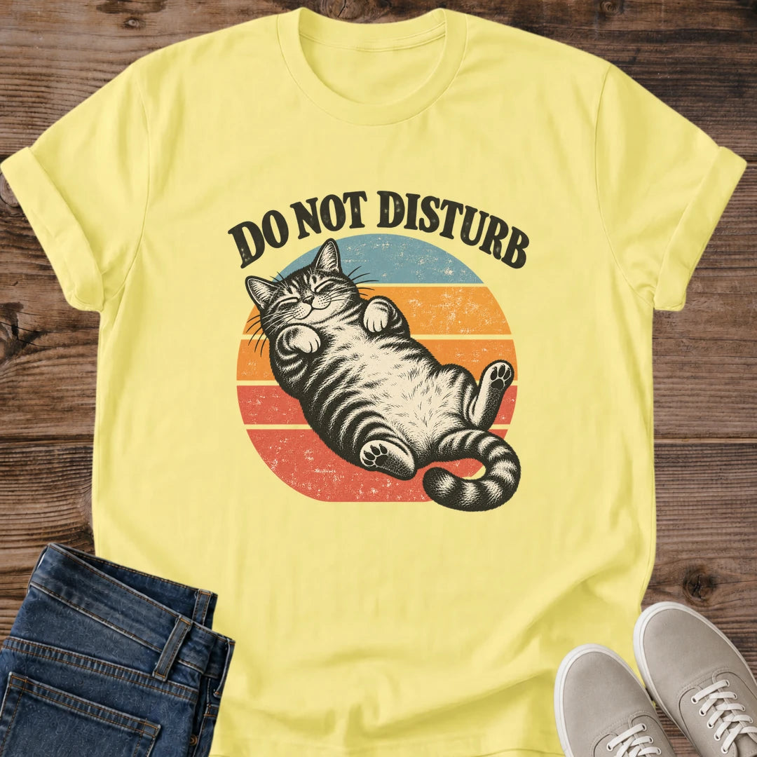 Lazy Cat Shirt Do Not Disturb Funny Tee Hand Drawn Sleeping Tabby With Paws Up Retro Distressed Graphic Cat Owner Shirt Gift For Cat Lovers Do Not Disturb Mode Tee Sleepy Cat Shirt Unisex Ringspun Cotton Shirt Cat Whisker Co